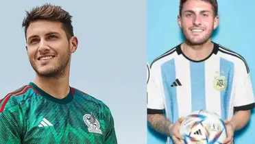 Santiago Giménez con la playera de Argentina y de México