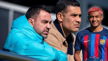 Xavi Hernández y Rafael Márquez durante las prácticas del Barcelona / Foto: Diario Marca
