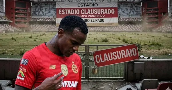 Imagen digital de Helinho junto a un estadio clausurado