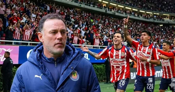 Ilustración digital de Gabriel Milito junto a jugadores de Chivas