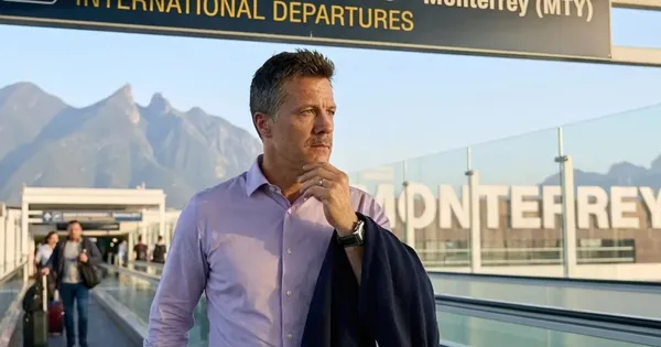 Ilustración digital de José Antonio Noriega saliendo de Monterrey