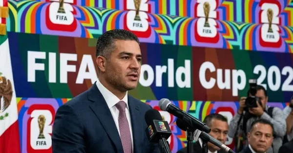 Ilustración digital de Omar Harfuch en conferencia de prensa