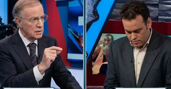 Ilustración digital de José Ramón Fernández en un programa de TV junto a David Faitelson