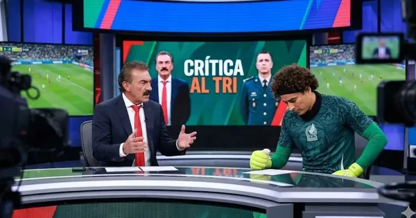 Ilustración digital de Ricardo La Volpe junto a Guillermo Ochoa