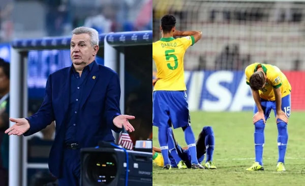Aguirre pide explicación a central, a la derecha, jugadores de Brasil se lamentan (Fuente: Mexsports y CONMEBOL)