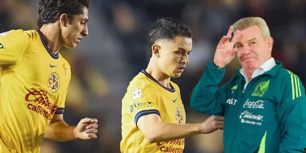 Alan Cervantes y Álvaro Fidalgo junto a Javier Aguirre / Foto: MEXSPORT