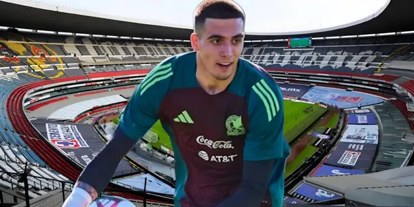 Alex Padilla y al fondo el Estadio Azteca (Foto: X @miseleccionmx)