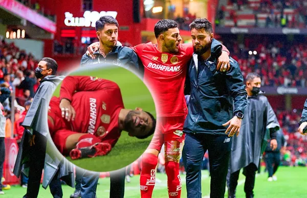 Alexis Vega saliendo lesionado/ Foto MexSport.