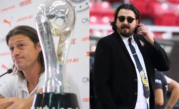 Almeyda con título, a la derecha, Vergara en campo de Chivas (Fuente: Mexsports)