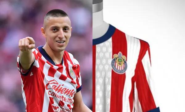 Alvarado festeja gol con las Chivas, a la derecha, nueva playera del Guadalajara (Fuente: Mexsports)