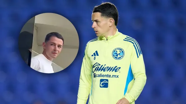 Álvaro Fidalgo durante el calentamiento con el Club América