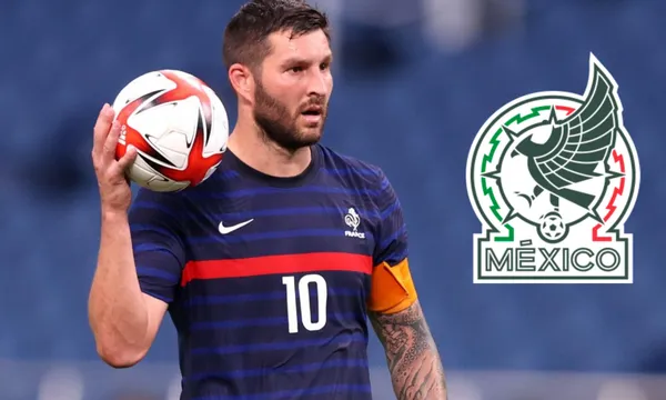 André Gignac con la playera de la selección de Francia (foto: Azteca)