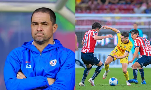 André Jardine molesto, a la derecha, Fidalgo trata de sacarse a dos elementos (Fuente: Mexsports)