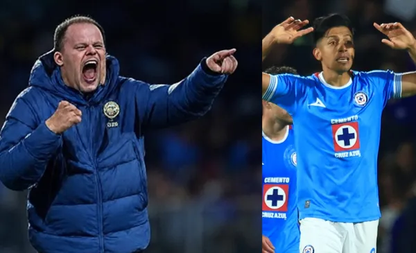 André Jardine molesto, a la derecha, Sepúlveda festeja gol (Fuente: Gronk y Mexsports)