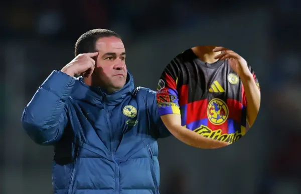 André Jardine y foto de jugador del América/ Foto Hector Vivas Getty Images.