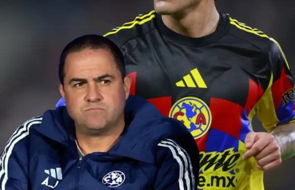 André Jardine y jugador del América/Foto 365scores México.