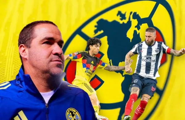 André Jardine y jugadores de Monterrey y América/ Foto TV Azteca.