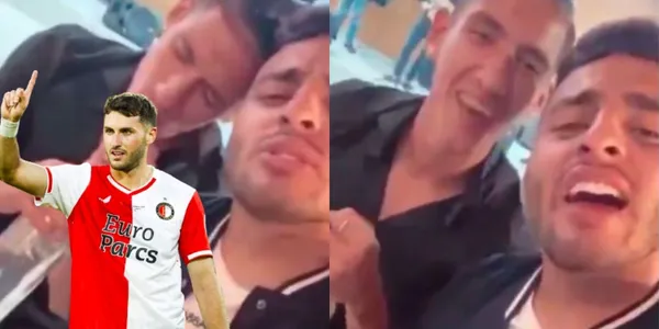 Así celebró Santiago Giménez su debut en Champions League