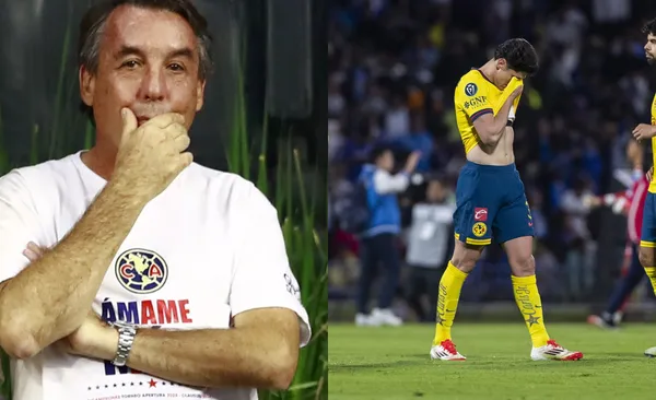 Azcárraga preocupado, a la derecha, jugador del América se lamenta (Fuente: Mexsports)