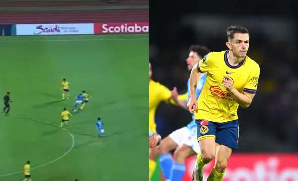 Captura de pantalla de la jugada polémica, a la derecha, Fidalgo festeja (Fuente: TUDN y Mexsports)