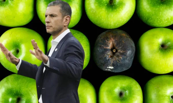 Conjunto de manzanas sobre una mesa, al frente, Jaime Lozano (Fuente: Istock)