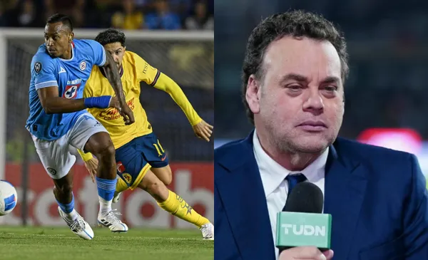 Ditta pelea una pelota con Valdés, a la derecha, Faitelson en TV (Fuente: Mexsports y TUDN)