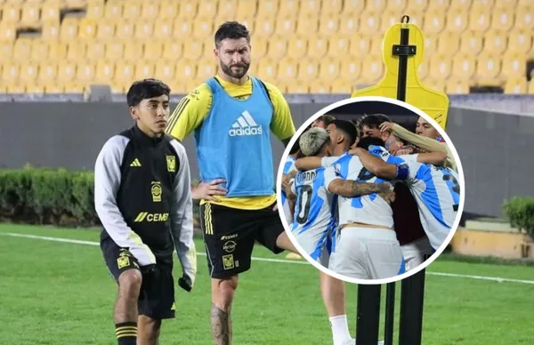 Diego Sánchez y jugadores de Argentina/ Foto Tigres.