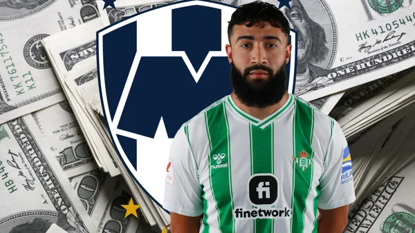 Dinero, escudo de Rayados y Nabil Fekir/ Foto: Los Ángeles Times