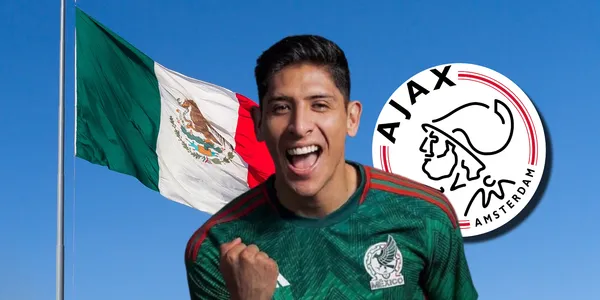 Edson Álvarez junto al escudo del Ajax / FOTO MARCA