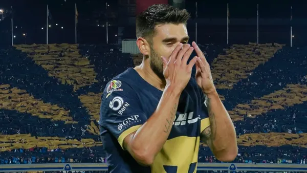 Eduardo Salvio lamentándose con Pumas / Imagen: Récord
