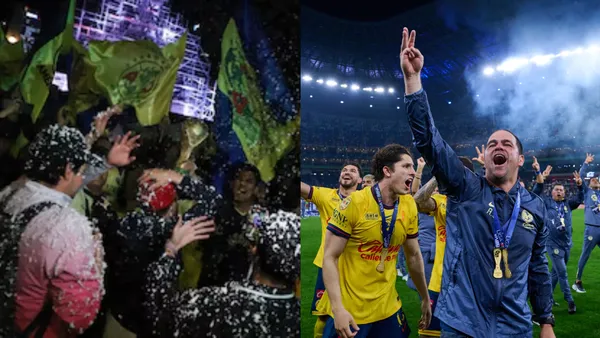 El aficionado azul crema no dejó de celebrar el tricampeonato en el Ángel de la Independencia | Foto: Especial