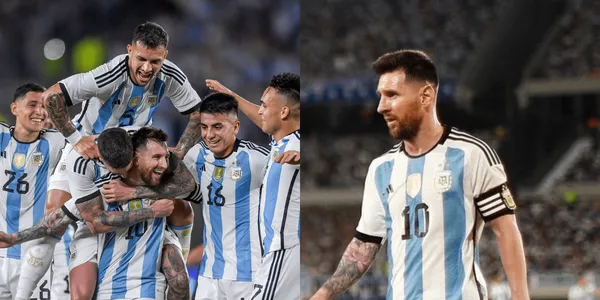 El diez festejó este récord histórico en el homenaje para los Campeones del Mundo.