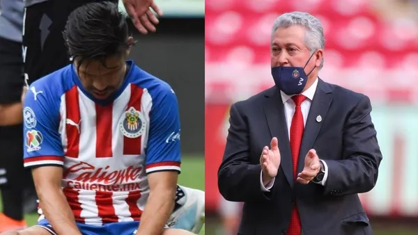 El golpe bajo que le da Víctor Vucetich al delantero Oribe Peralta en Chivas.