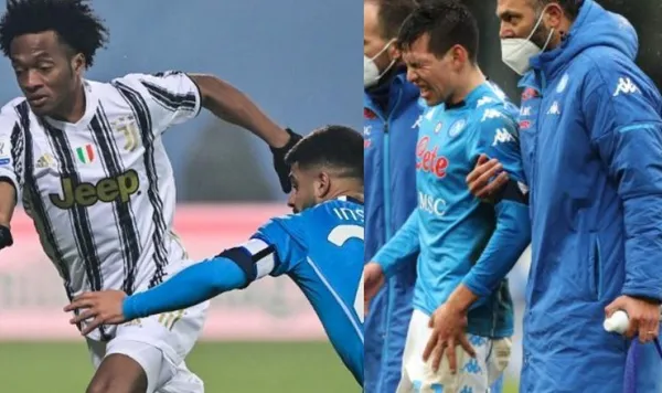 El jugador colombiano se la pasó pateando al mexicano en el juego ante Juventus y pudo provocar la lesión, ahora el universo le pasa factura.