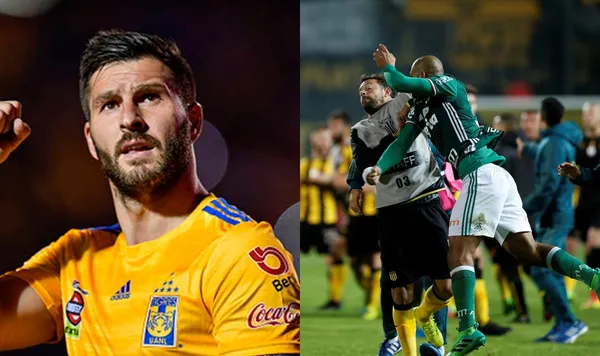 El jugador de Palmeiras que entró a dañar el partido, tras ello incluso encaró a la delegación mexicana pero André Gignac lo puso en su lugar.