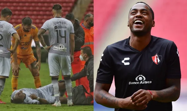 El jugador debutó con el Atlas. Chocó con un rival y las imágenes sin duda que perturban tras el impacto.