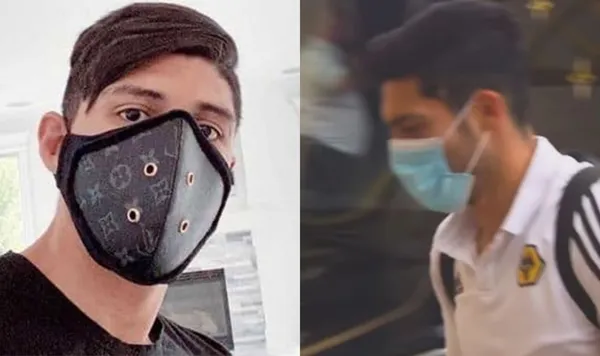 El jugador mexicano da una muestra de humildad, fue captado al bajar del camión de Wolves con un cubre bocas sin tantos lujos.