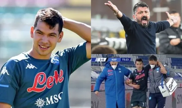 El jugador mexicano regresó a las prácticas del cuadro de Napoli. Hirving Lozano se lesionó por culpa de Gennaro Gattuso y así fue su reacción.