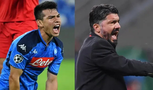 El jugador mexicano y su molestia en la interna del camerino tras la derrota del Napoli que le costó la Súper Copa de Italia.