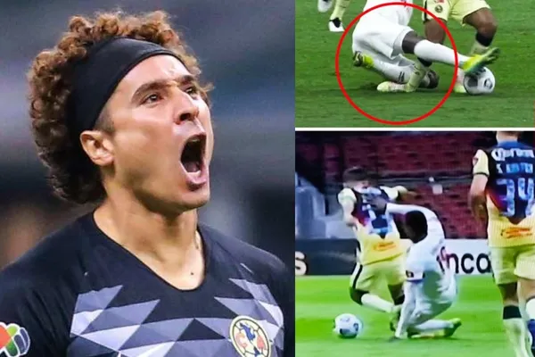 El portero del América, Guillermo Ochoa salió en defensa de sus compañeros ante el juego brusco del Olimpia.