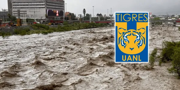 El Río Catarina desbordado en Nuevo León (Fuente: TV Azteca)