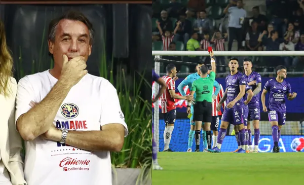 Emilio Azcárraga mira juego, a la derecha, jugador es expulsado (Fuente: Mexsports)