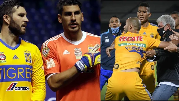 En el vestidor Guido Pizarro recibió un enérgico reclamo tras la expulsión.