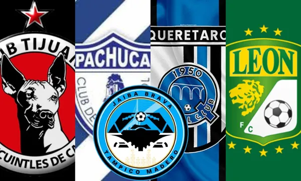 Escudos de los clubes de la Liga MX que son de multipropiedad (fuente: Especial)