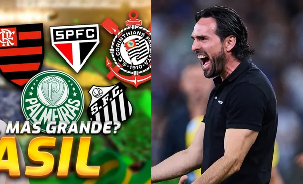 Espinoza dirige un juego del Guadalajara, a la derecha, escudos de los clubes de Brasil (Fuente: Davo y Mexsports)