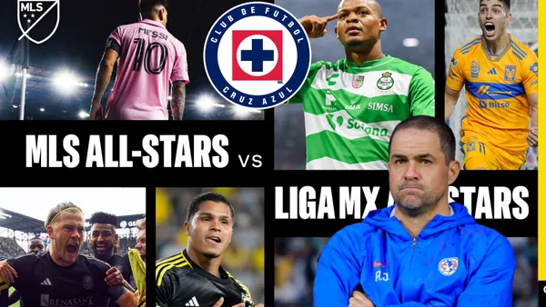Estrellas de la MLS y de la Liga MX con Jardiné y el escudo de Cruz Azul