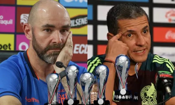 Felix Sánchez y Jaime Lozano dan una conferencia de prensa (Fuente: FEF y Mexsports)