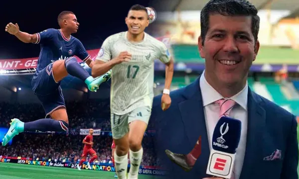 Fernando Palomo a la derecha, a la izquierda captura del juego de FIFA (Fuente: Líbero)