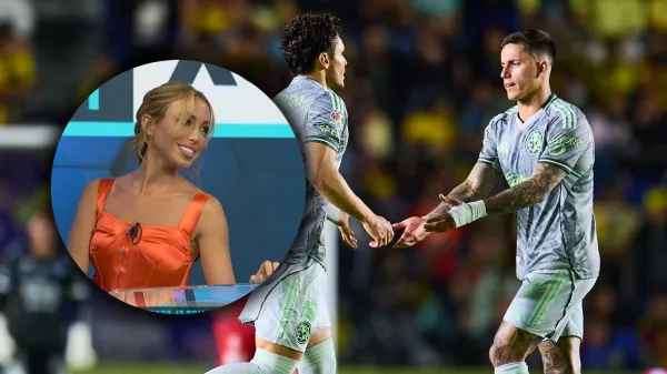 Festejo de los jugadores del Club América y Claudia García