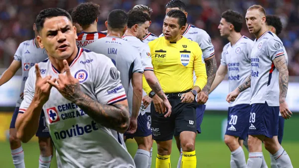 Gabriel Fernández y árbitro Víctor Cáceres